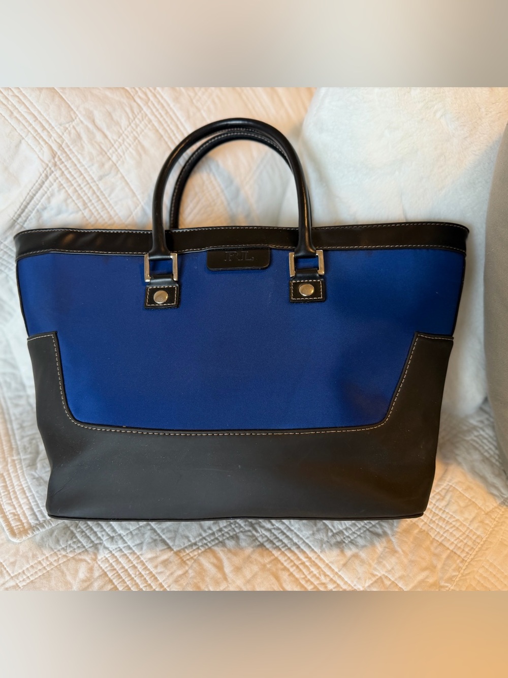 Ralph Lauren NWOT Blue & Black Tote Bag 10x14